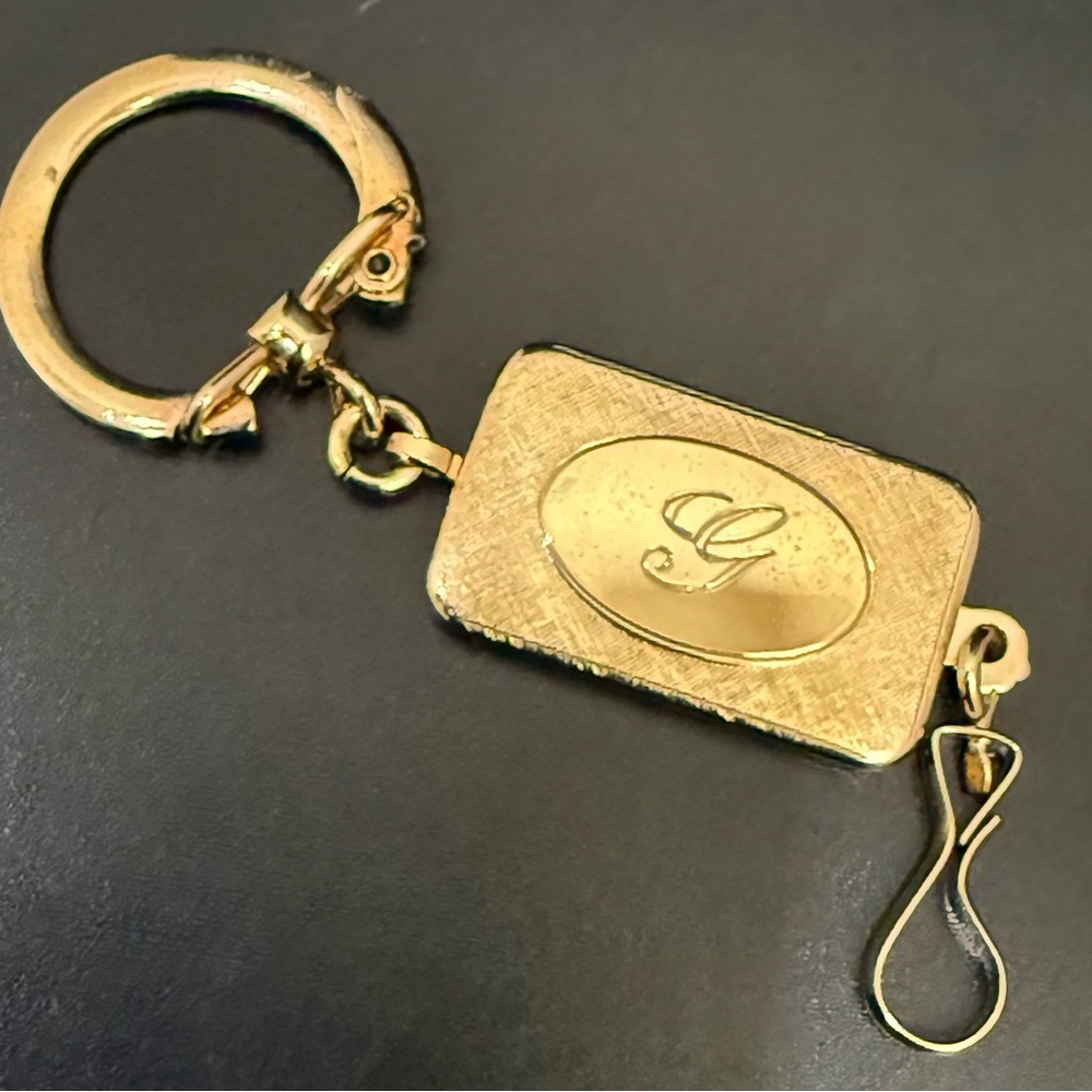 Vintage ANSON Pat. Pend. Gold-plated Initial G Keychain Key Ring